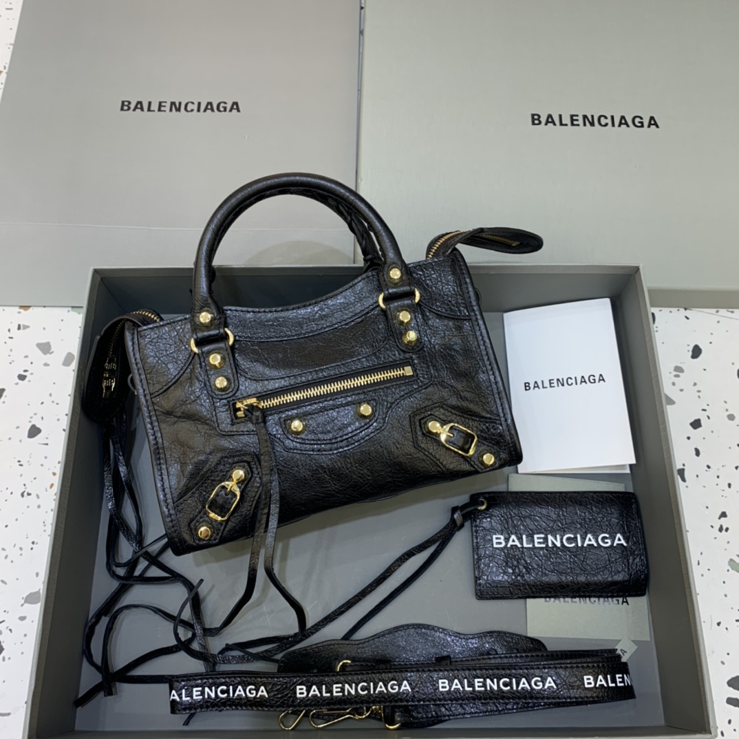 Balenciaga Classic City Mini Handbag Shoulder Bag Black/Gold